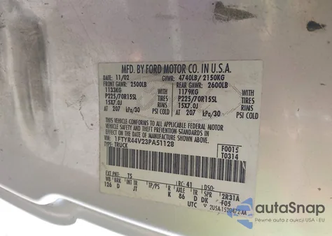 2003 Ford Ranger Edge/Tremor/Xlt from USA, damaged, VIN 1FTYR44V23PA51128